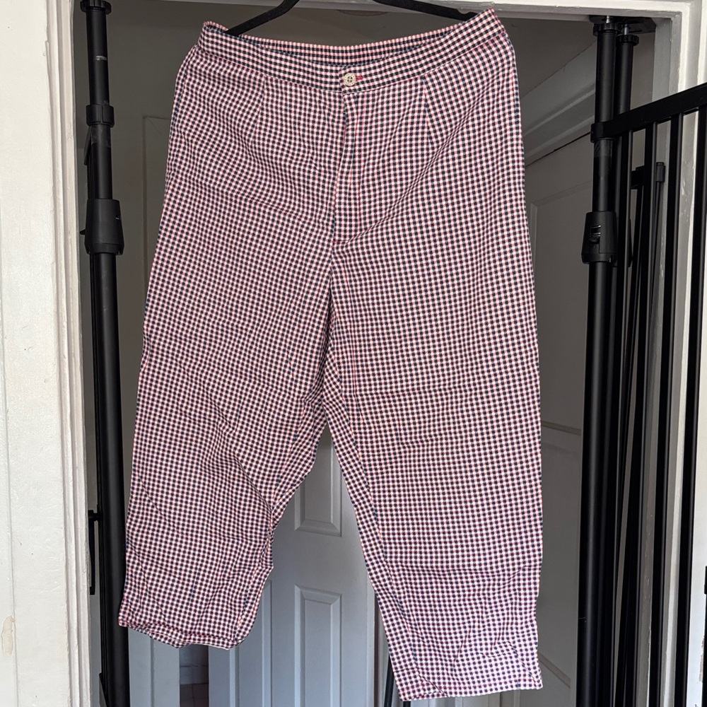 90’s Red and White Gingham Cropped Pants